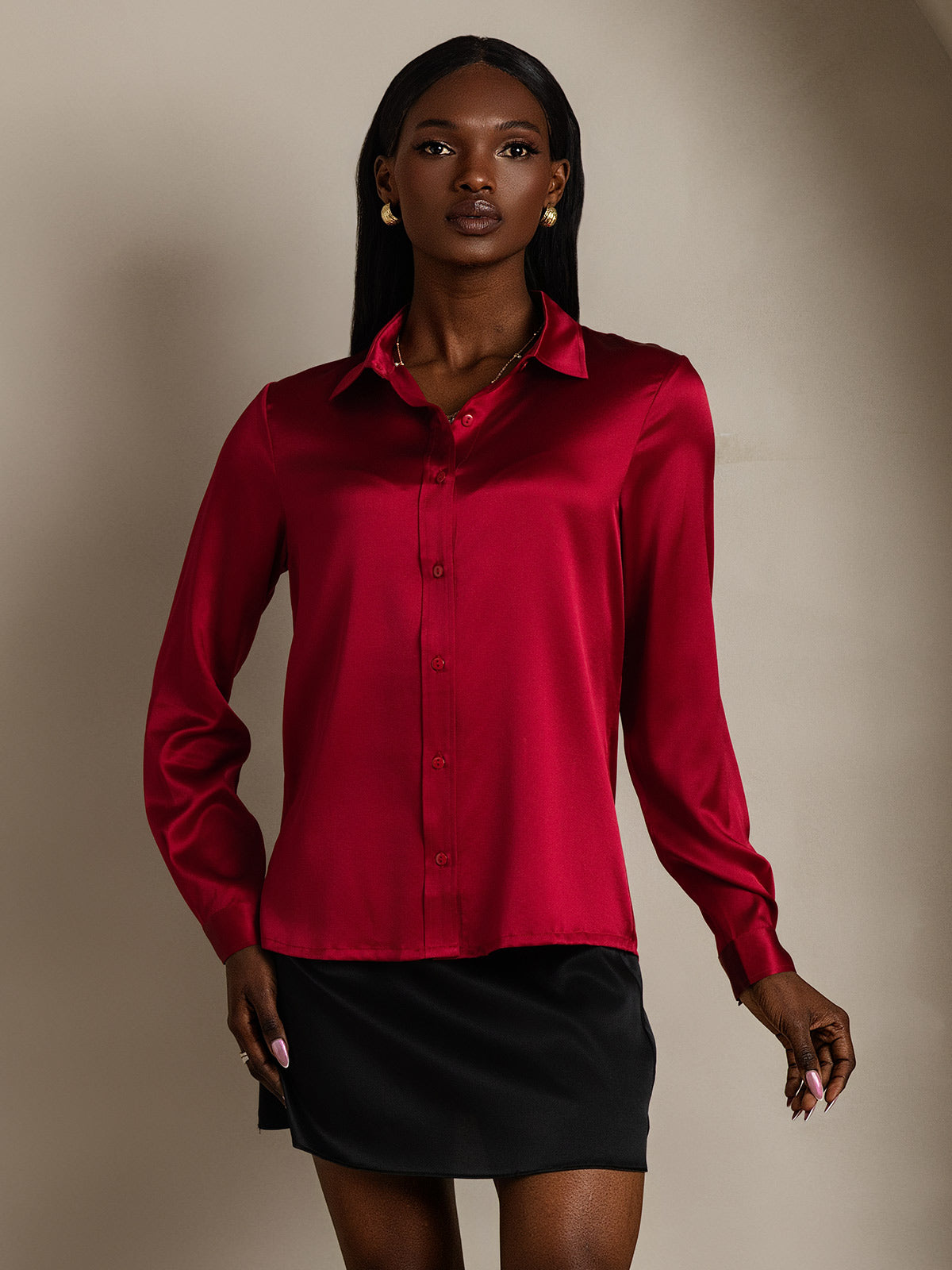 SilkSilky-NO 19Momme Silke Womens Shirt Vin 006