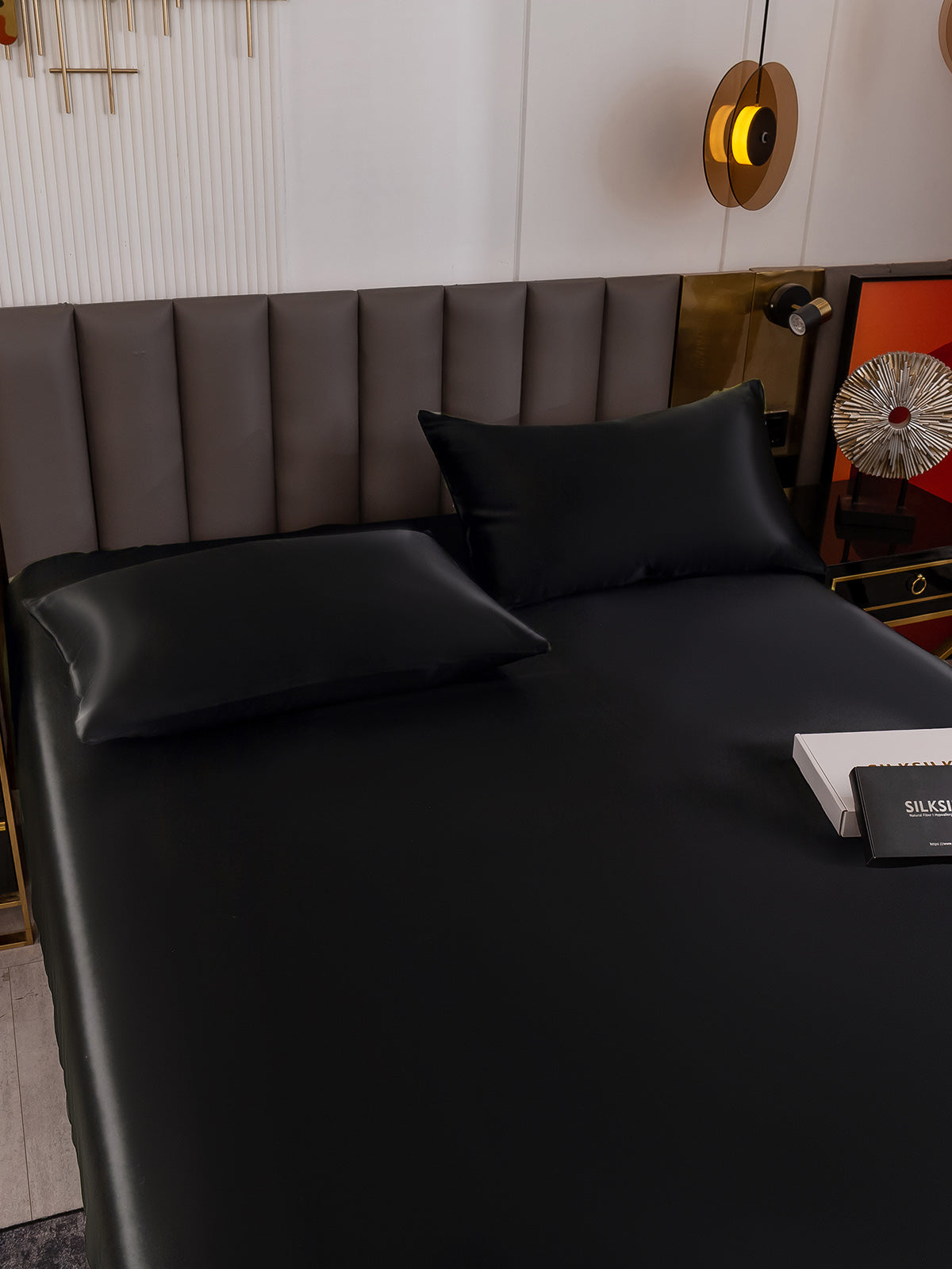 [Svart] SilkSilky-NO 19Momme Bedding Set 005