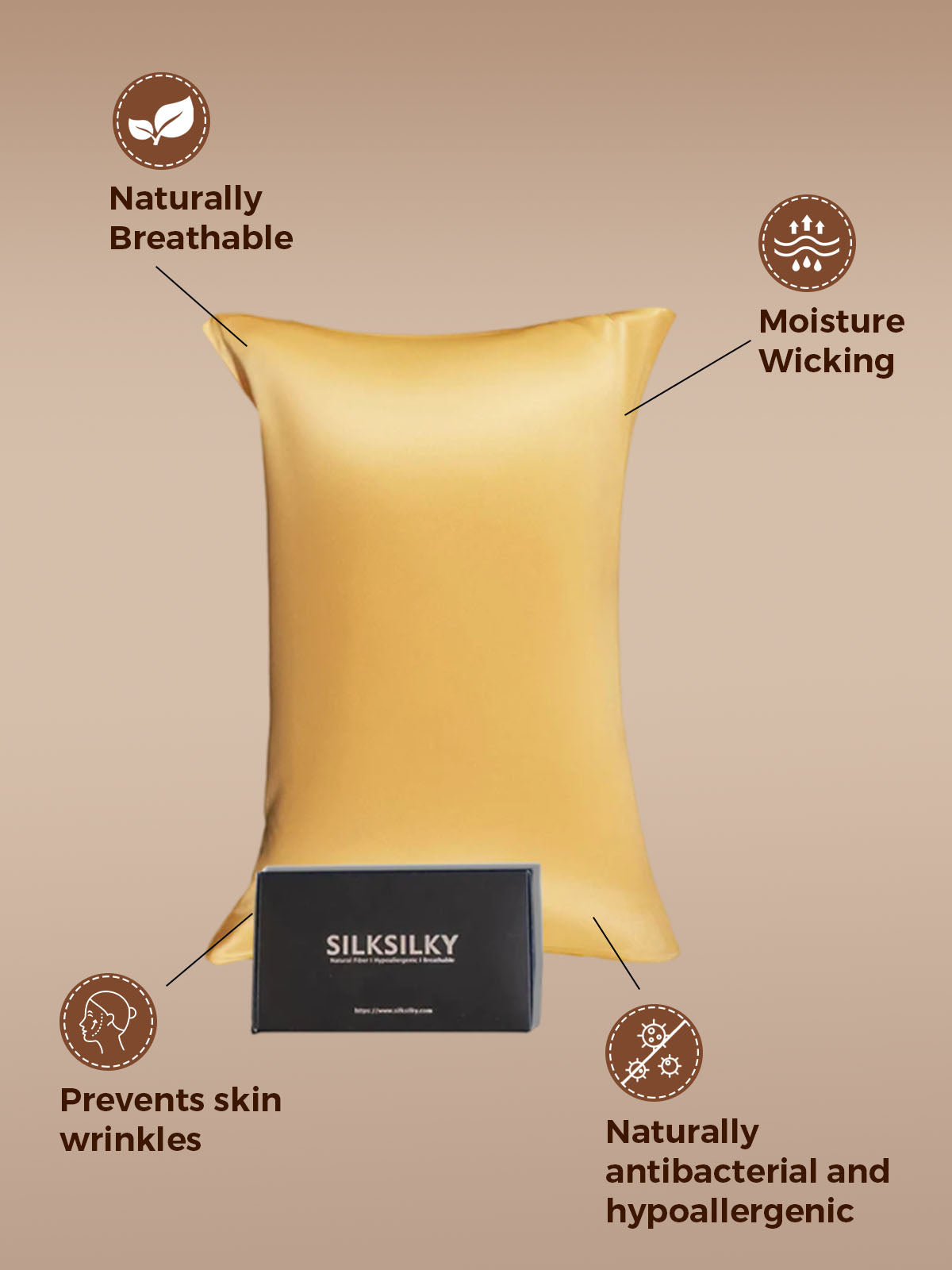 [Champagne] SilkSilky-NO 22Momme Pillowcase 002