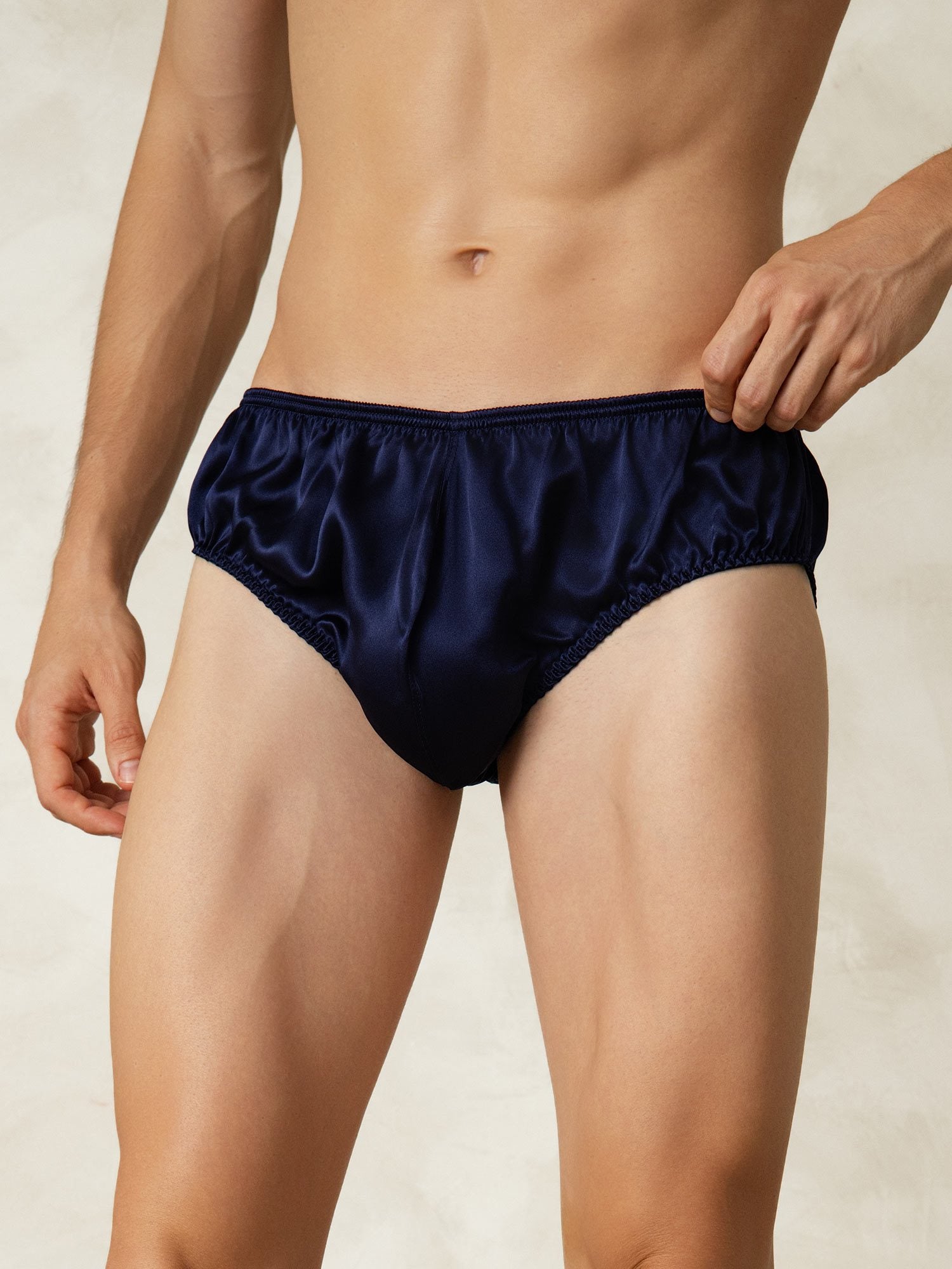 [Mørkeblå] SilkSilky-NO Silke Mens Underwear 001