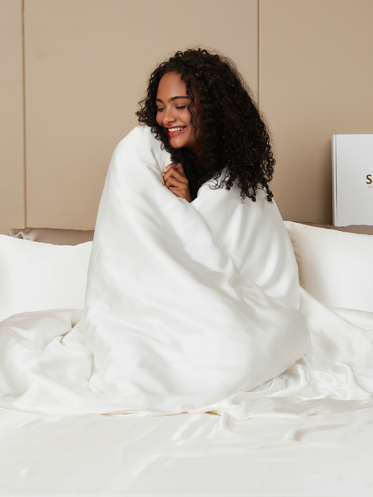 [Hvit] SilkSilky-NO 19Momme Bedding Set 001