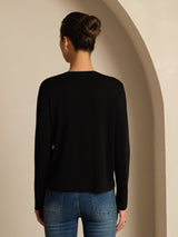 [Svart] SilkSilky-NO Long Sleeve Dame Cardigan 002