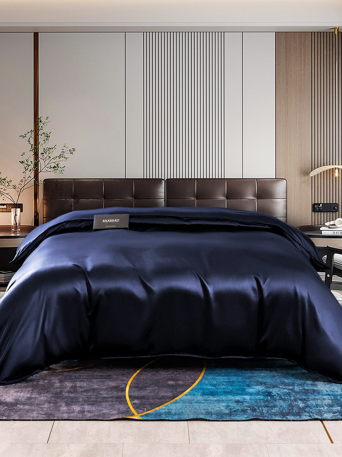 [Mørke blå] SilkSilky-NO 22Momme Duvet Cover 001
