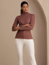 [Kameorosa] SilkSilky-NO Long Sleeve Turtle Neck T-skjorte for Kvinner 005