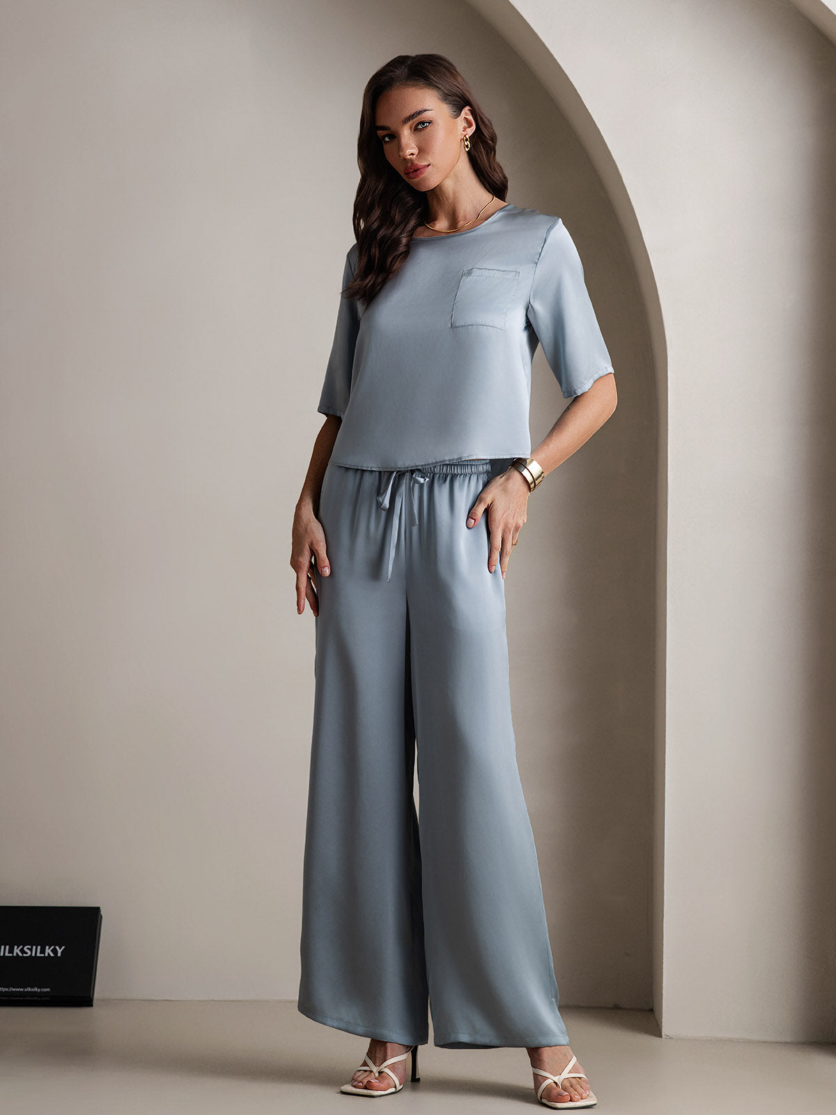 [Gråblå] SilkSilky-NO Womens Pajamas 005