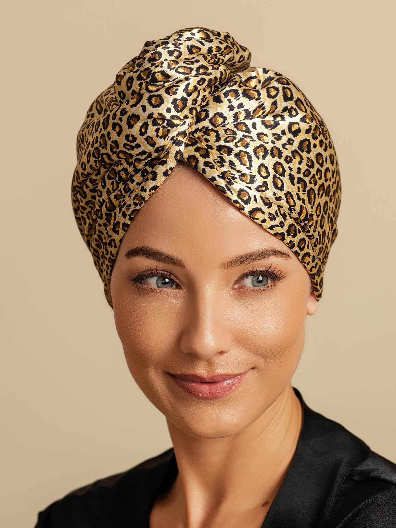 [Leopard] SilkSilky-NO Silke Hair Towel Wrap 001,