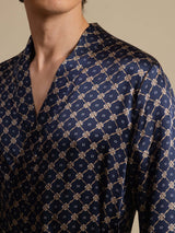 [Marine Kjede] SilkSilky-NO Long Sleeve Mens Robe 006