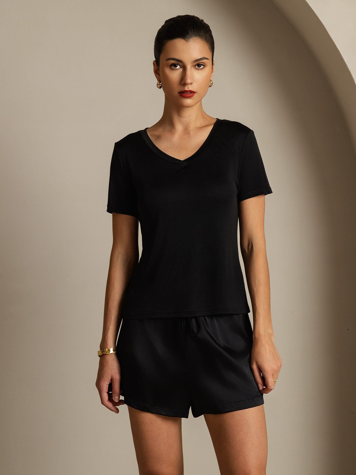 [Svart] SilkSilky-NO Silke Womens T-Shirt 001