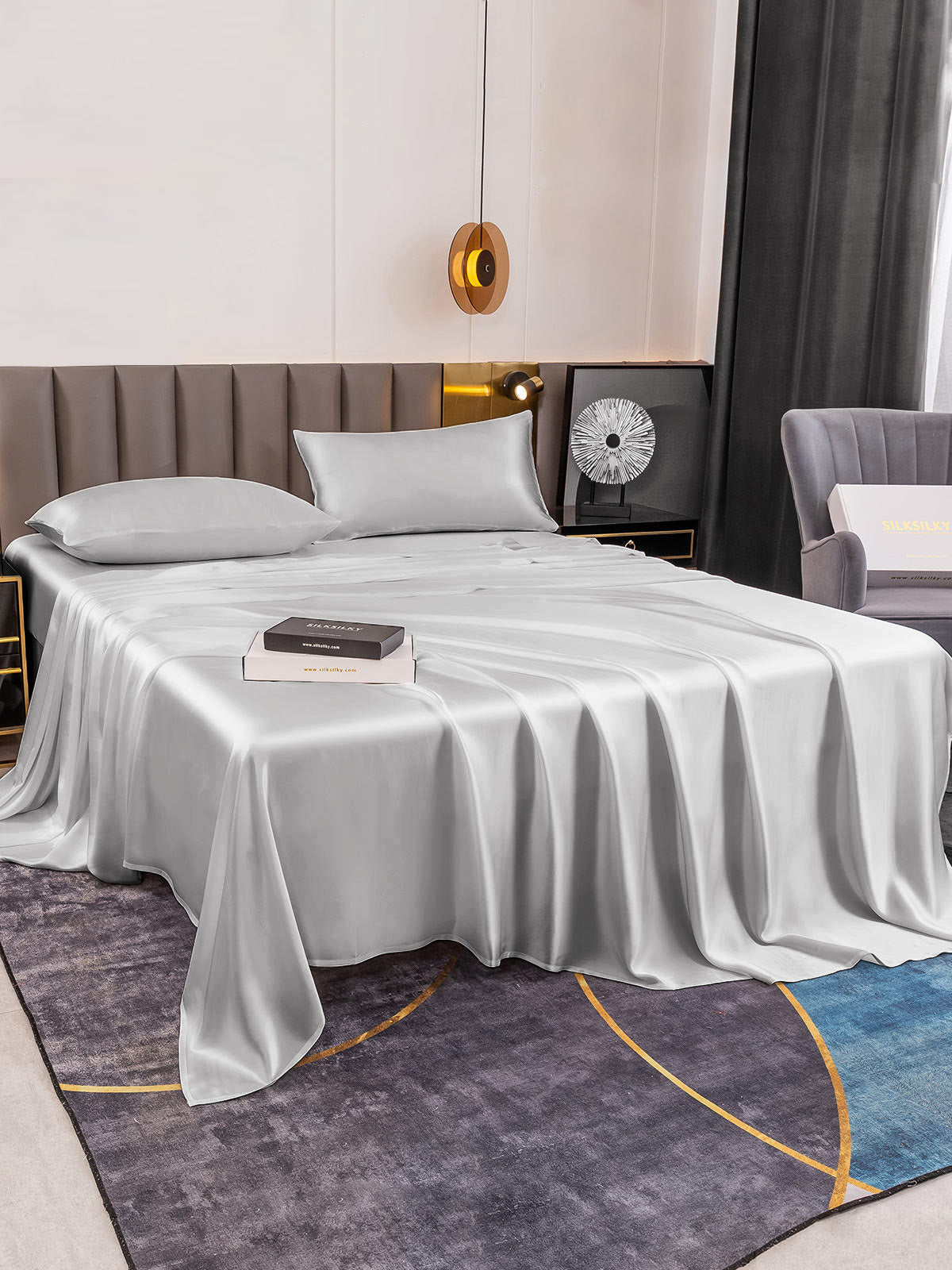 [Sølv] SilkSilky-NO 19Momme Bedding Set 005