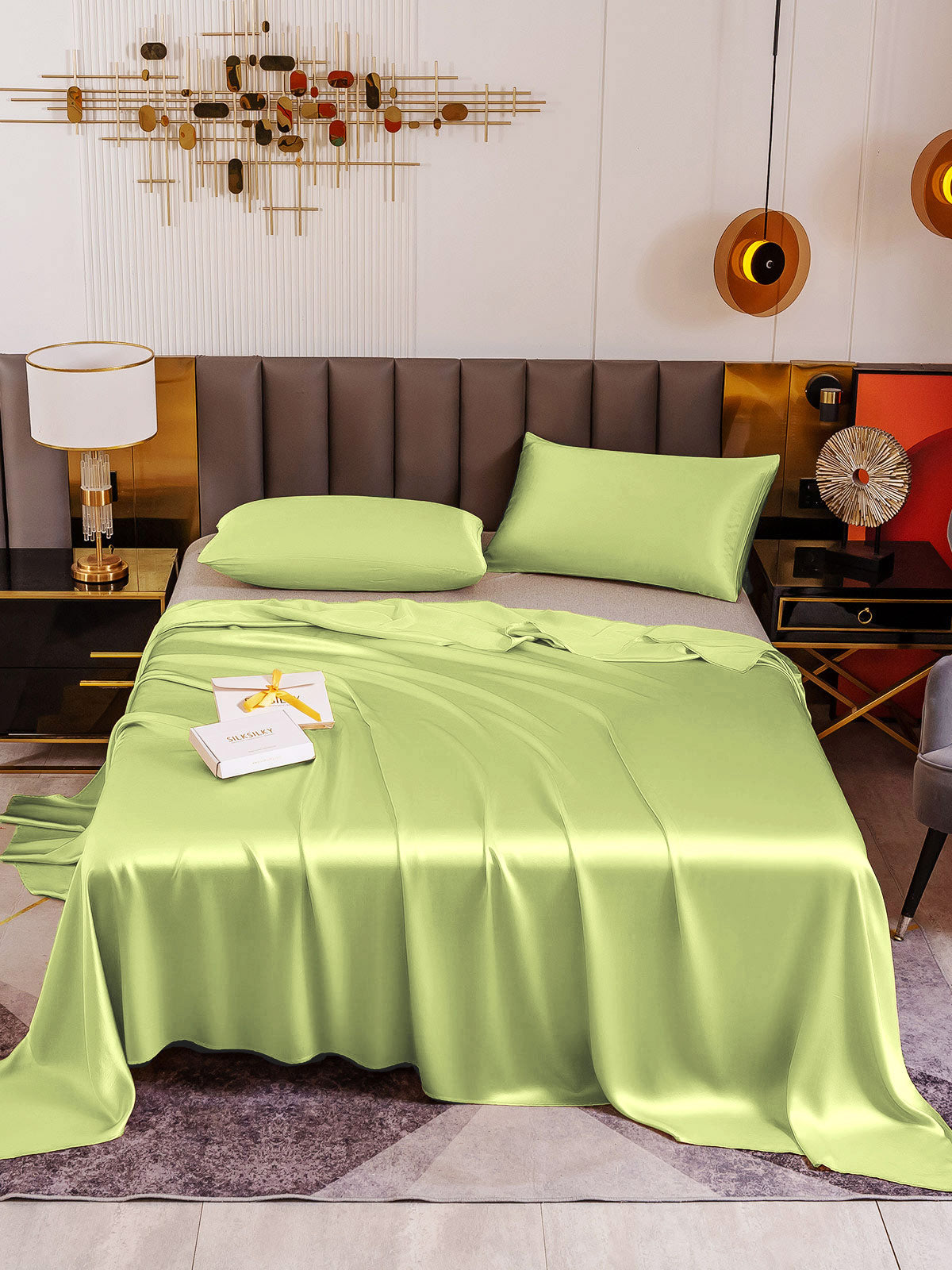 [Mintgrønn] SilkSilky-NO 19Momme Bedding Set 002