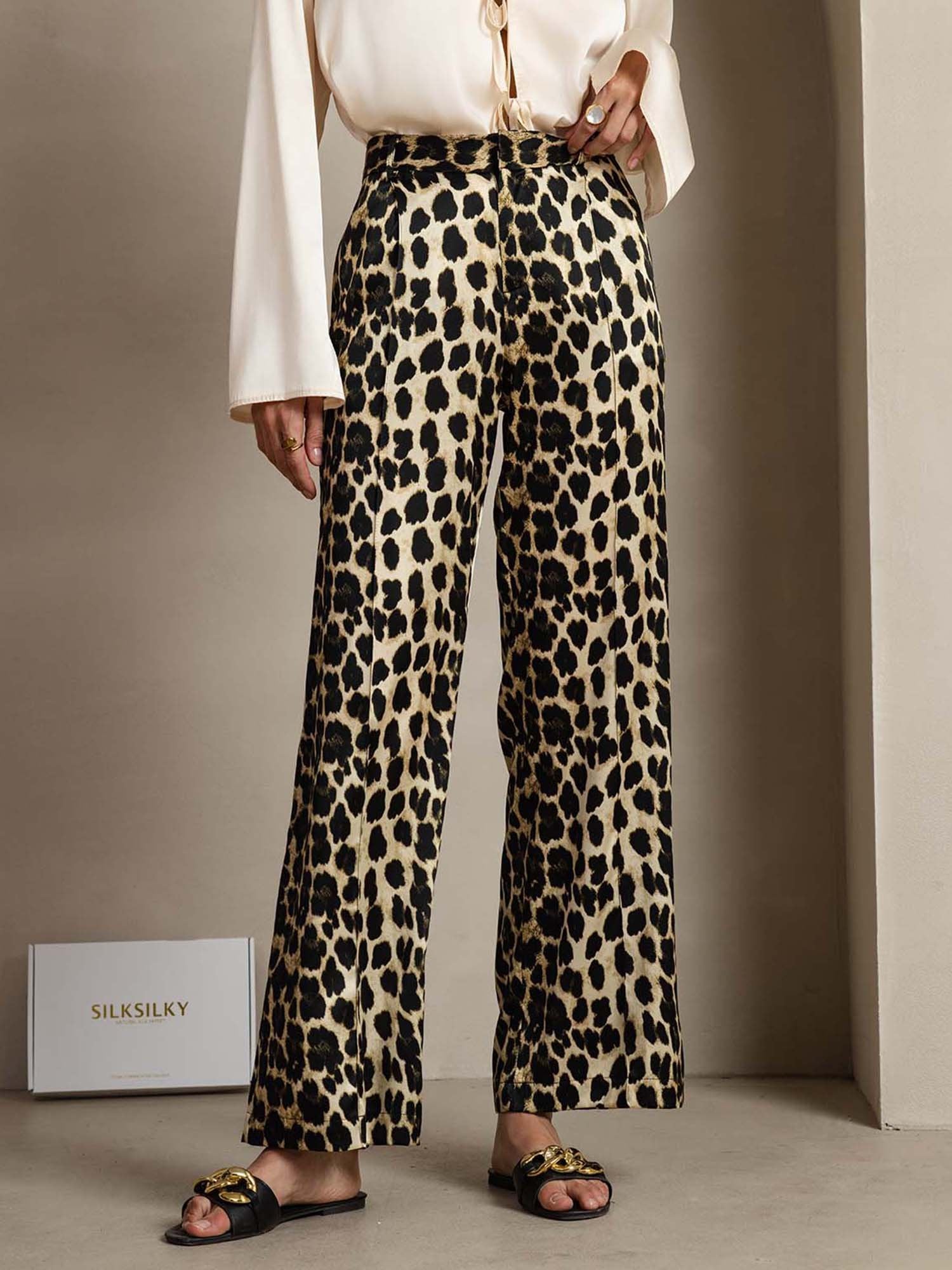 [Leopard] SilkSilky-NO 19Momme Silke Womens Pants 001