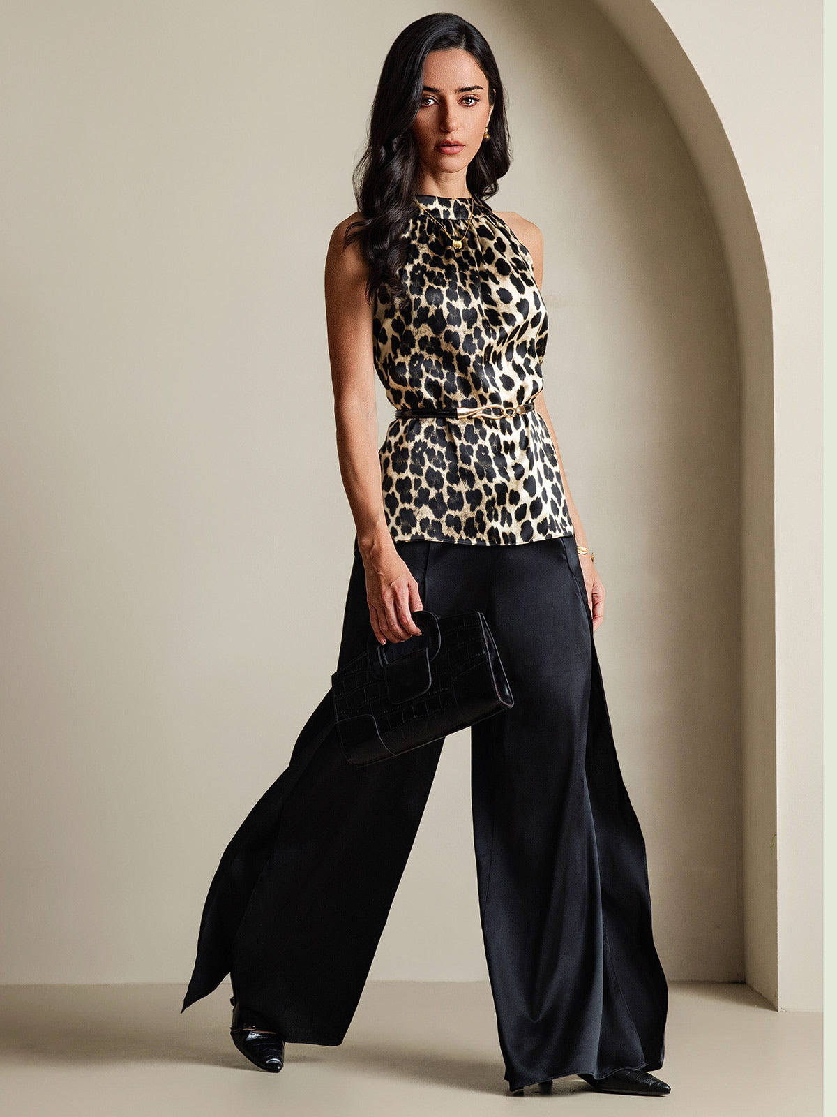 [Leopard] SilkSilky-NO 19Momme Silke Womens T-Shirt 001