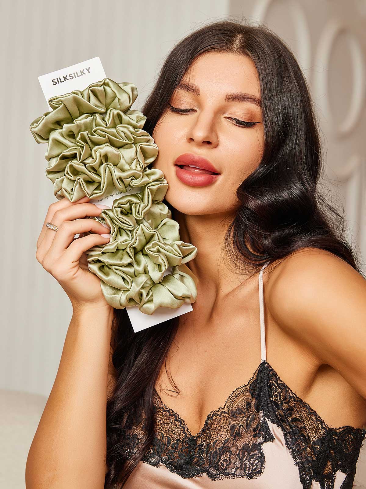 [Mintgrønn] SilkSilky-NO 19Momme Scrunchie 001