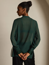 [Mørk Grønn] SilkSilky-NO Silke Womens Shirt 002