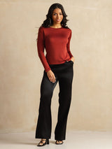 [Brent Murstein] SilkSilky-NO Long Sleeve Crew Neck T-skjorte for Kvinner 008