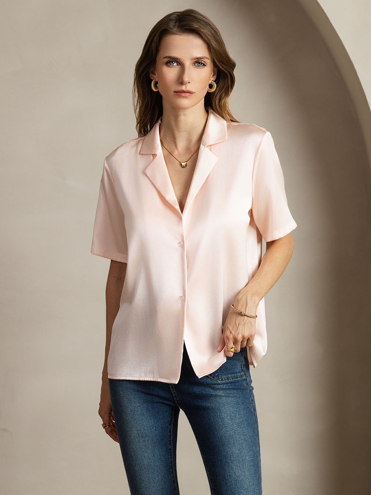 [Rosa] SilkSilky-NO 19Momme Silke Womens Shirt 005