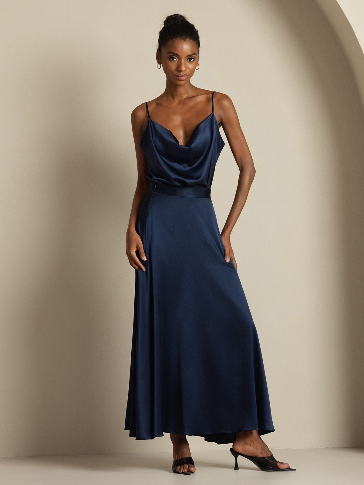 [Mørke blå] SilkSilky-NO 19Momme Silke Womens Outfit Sets 003,