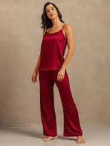 [Vin] SilkSilky-NO 19Momme Spaghetti Stropp Dyp Rund Halsutringning Camisole sett 006