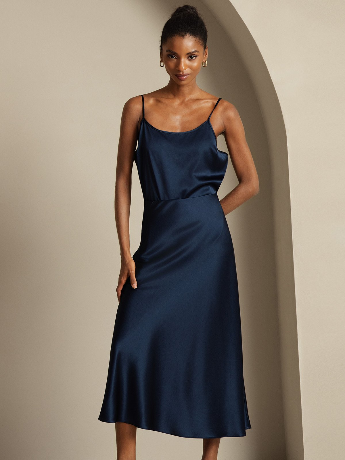 [Mørke blå] SilkSilky-NO 19Momme Silke Womens Outfit Sets 003,