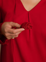 [Vin] SilkSilky-NO 19Momme Silke Langermet V Hals Bluse 005