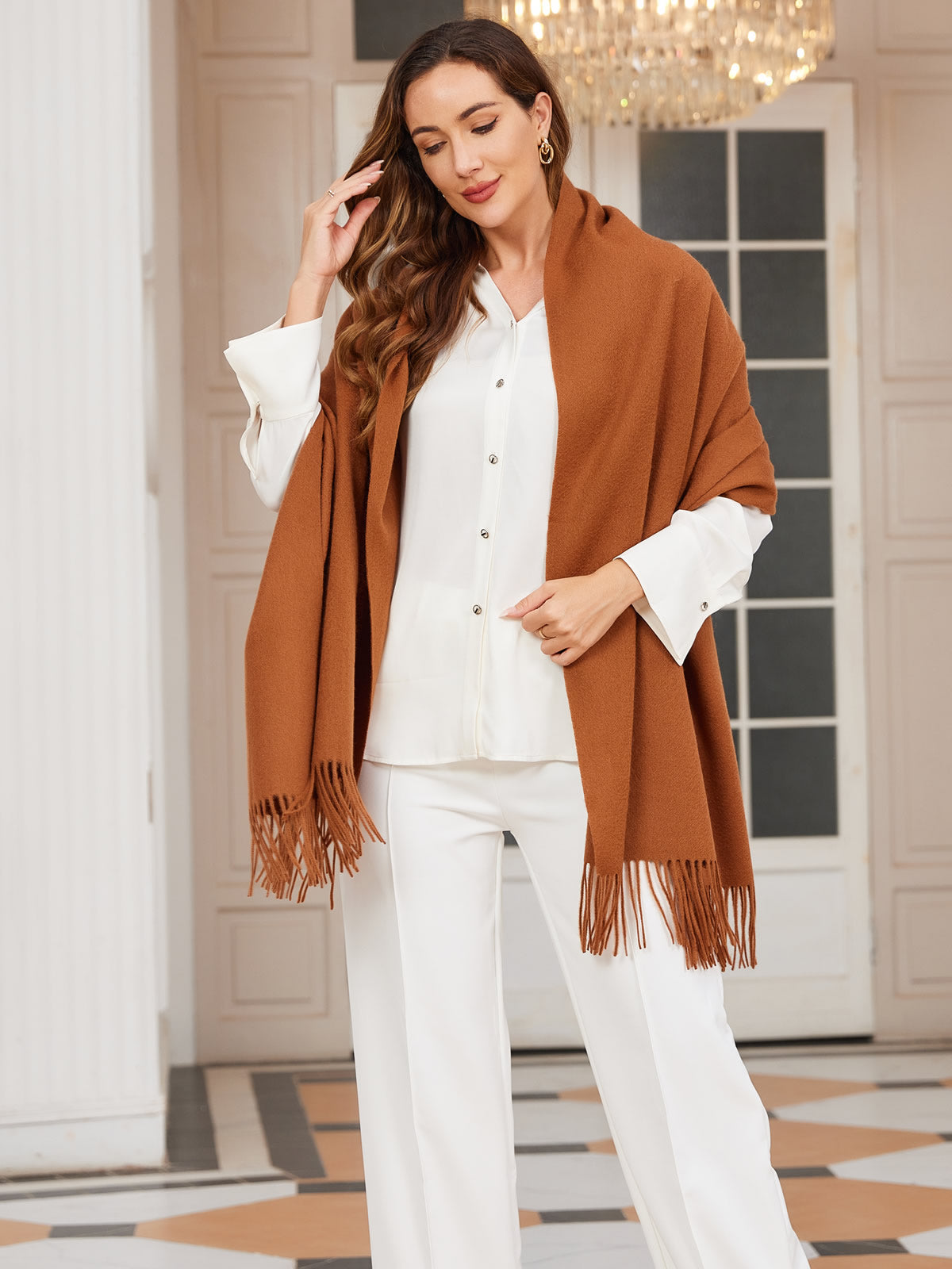 [Brun] SilkSilky-NO Ull Scarf 002