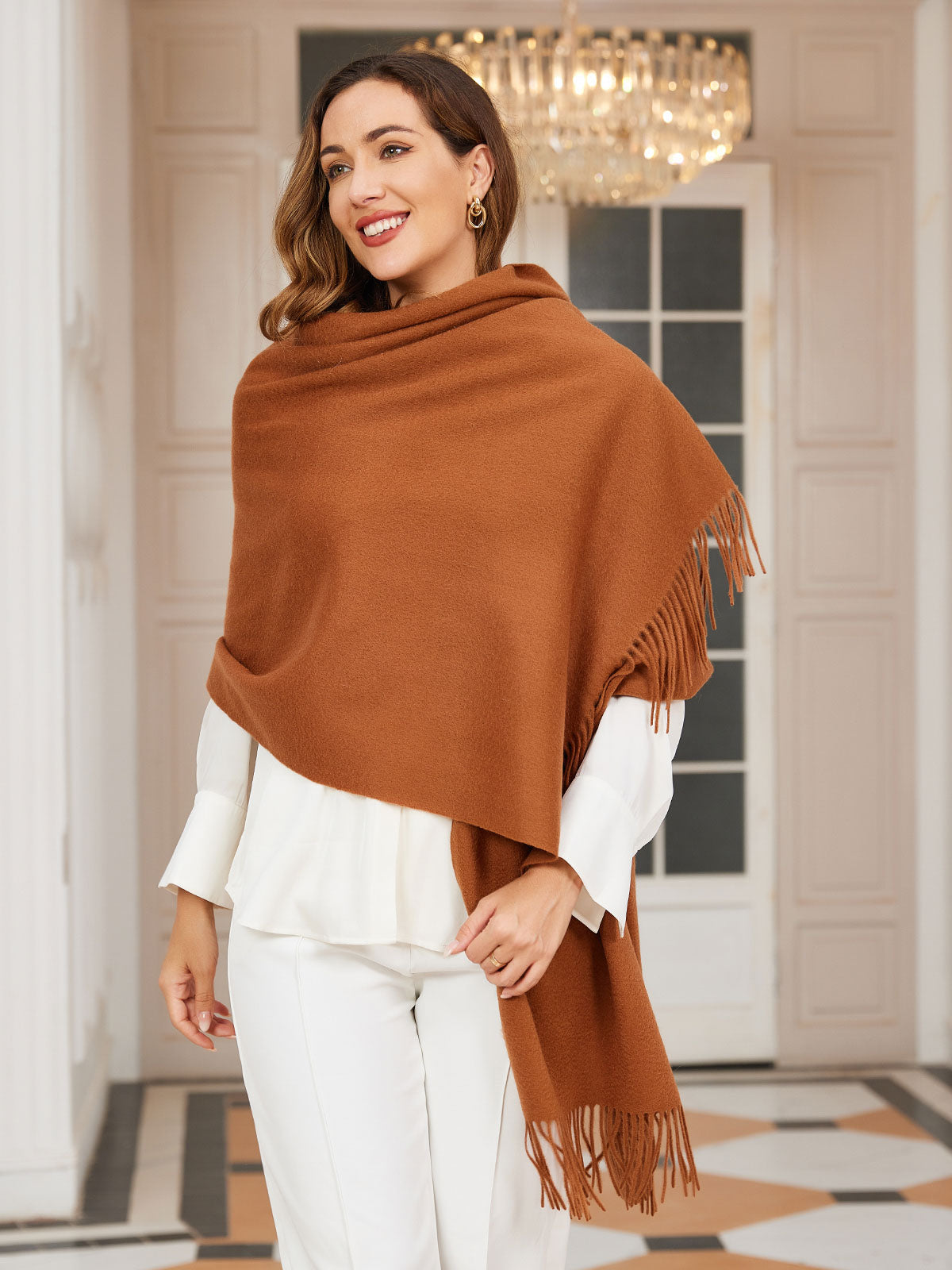 [Brun] SilkSilky-NO Ull Scarf 001