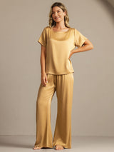 [Tan] SilkSilky-NO 19Momme Pyjamas for Kvinner 003