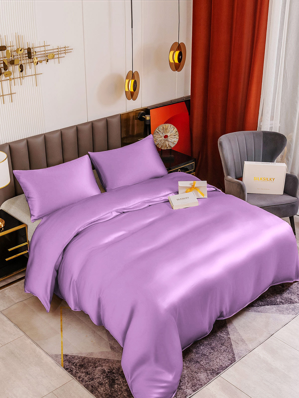 [Lavendel] SilkSilky-NO 19Momme Bedding Set 001