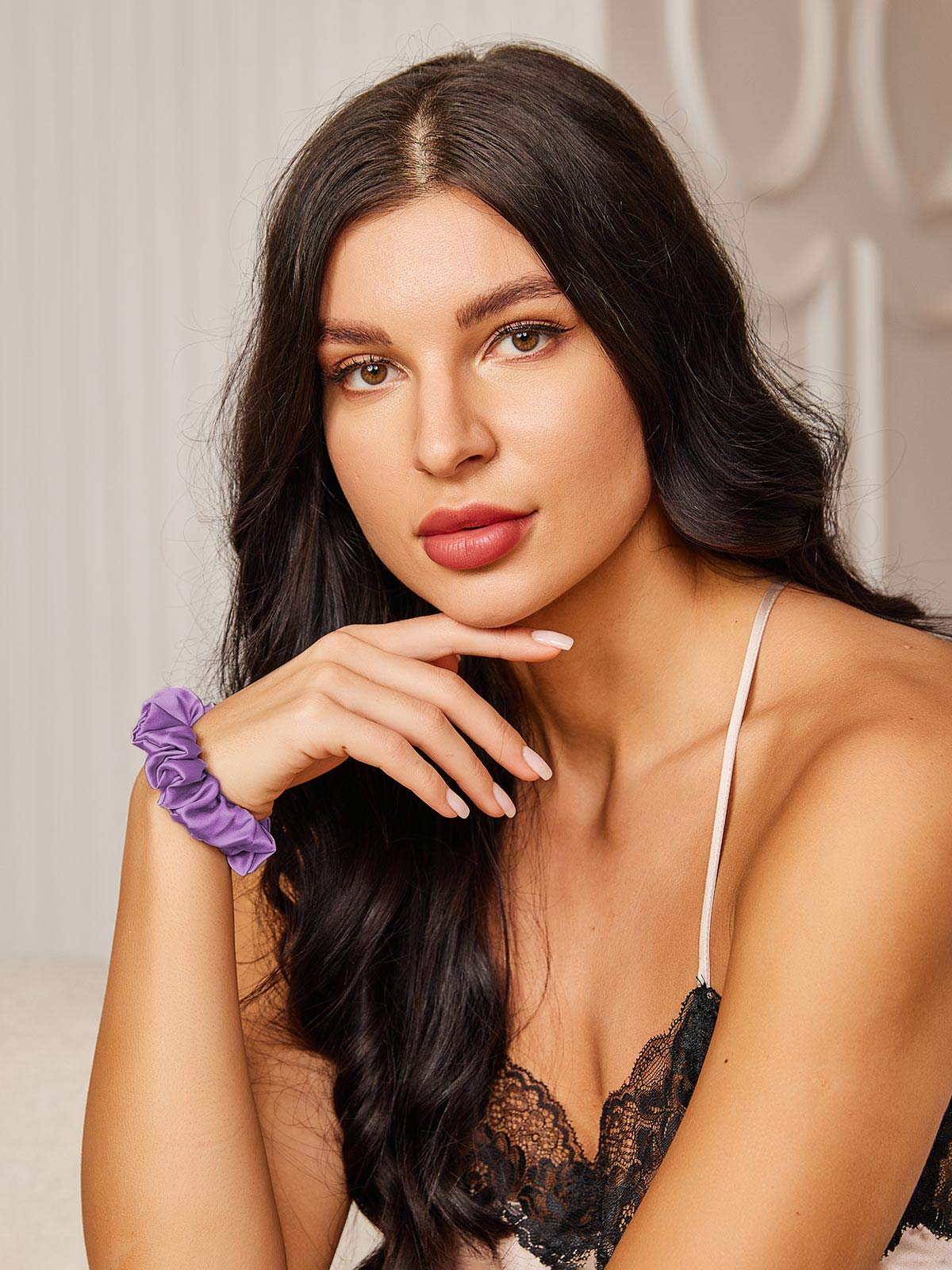 [Lavendel] SilkSilky-NO 19Momme Scrunchie 002