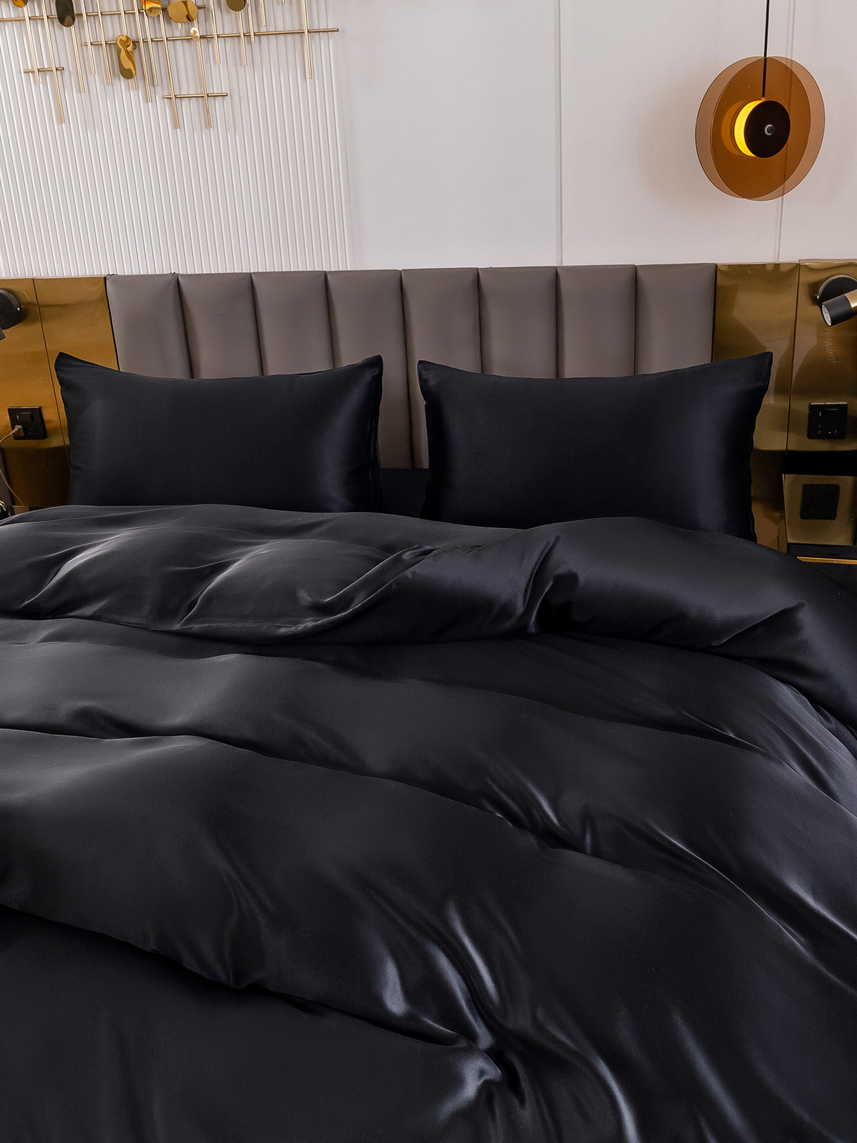 [Svart] SilkSilky-NO 19Momme Bedding Set 005
