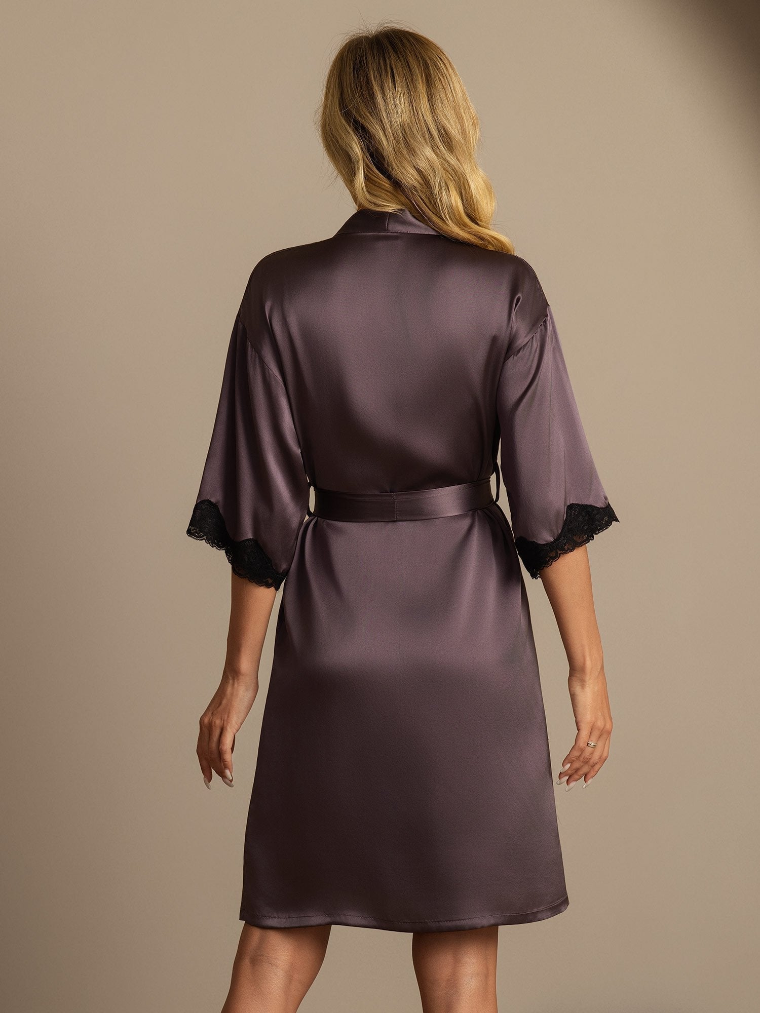 [Lilla Grå] SilkSilky-NO Silke Womens Robe 002