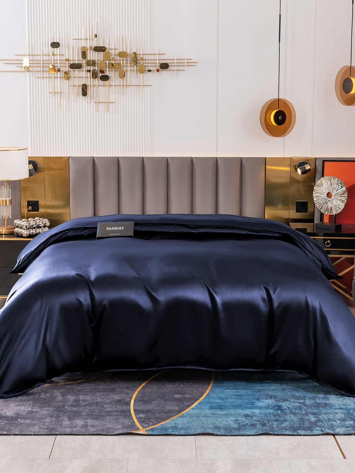 [Mørke blå] SilkSilky-NO 19Momme Duvet Cover 002