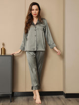 [Grågrønn] SilkSilky-NO Womens Pajamas 003