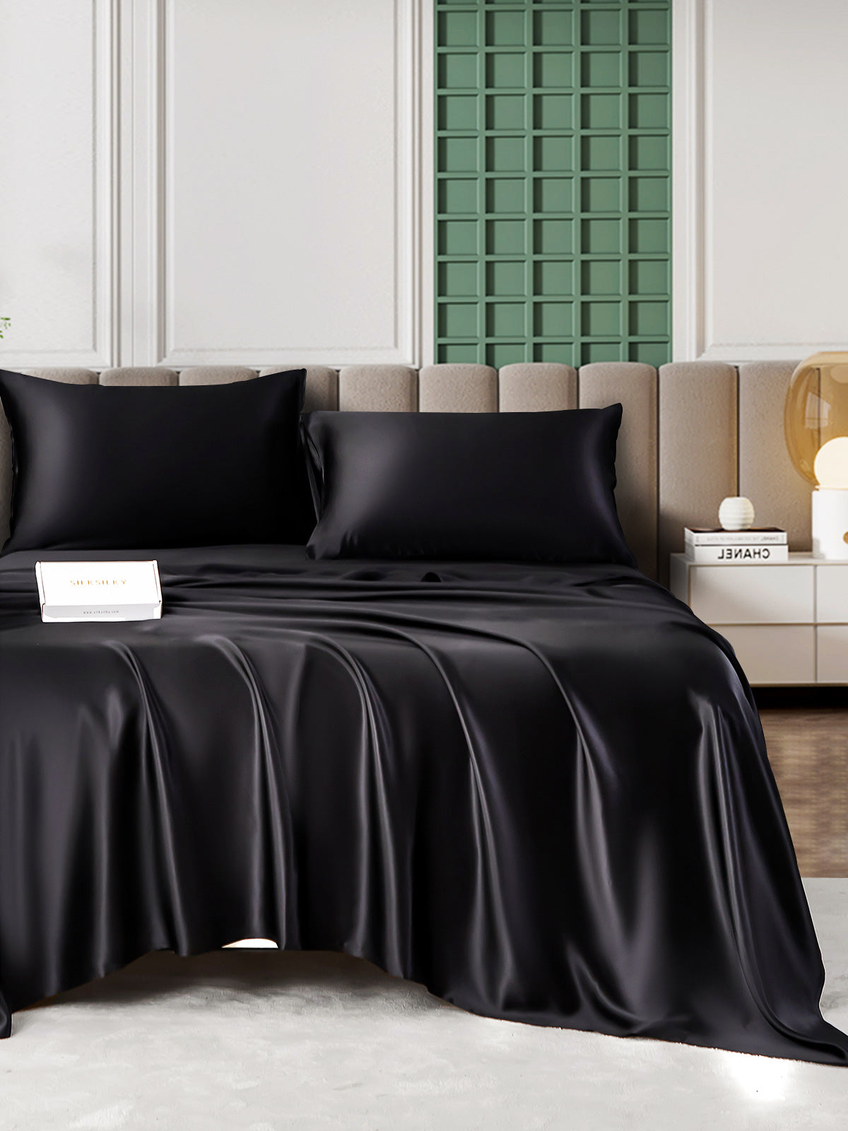 [Svart] SilkSilky-NO 25Momme Bedding Set 001