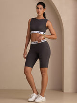 [Grå] SilkSilky-NO Sleeveless Crew Neck Women's Outfit Sets 005