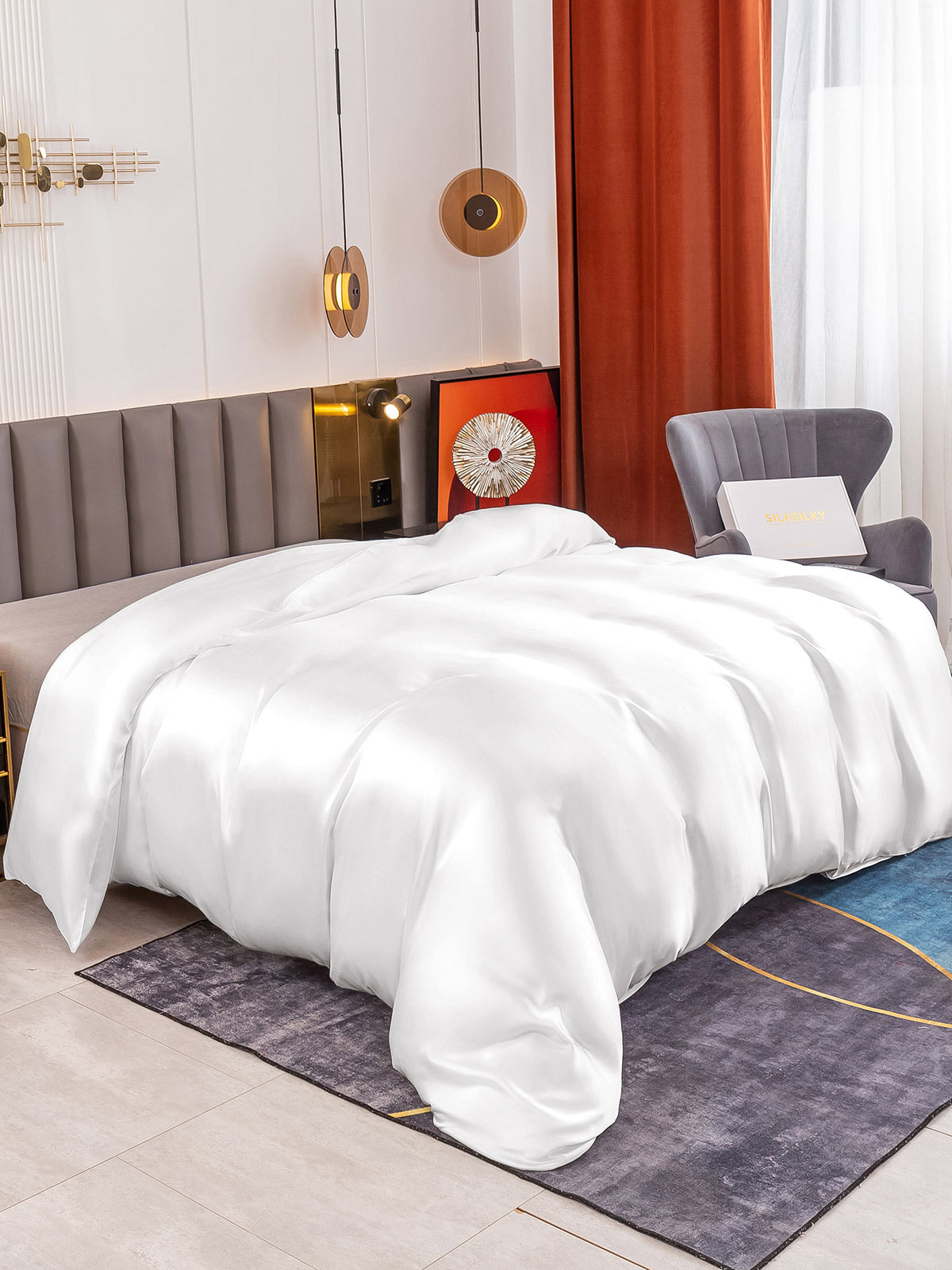 [Hvit] SilkSilky-NO 19Momme Duvet Cover 001