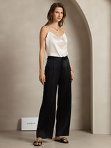 [Svart] SilkSilky-NO 19Momme Silke Womens Pants 005,