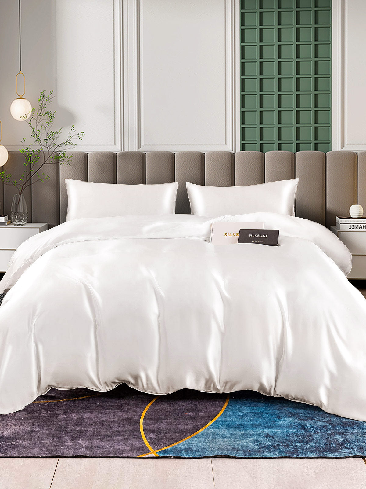 [Hvit] SilkSilky-NO 25Momme Bedding Set 001