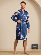 [Mørke blå] SilkSilky-NO 19Momme Mens Robe 005