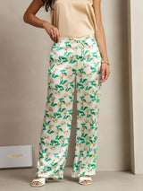 [Grønn Blomster] SilkSilky-NO 19Momme Silke Womens Pants 001