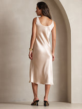 [Champagne] SilkSilky-NO Sleeveless Kjole 002