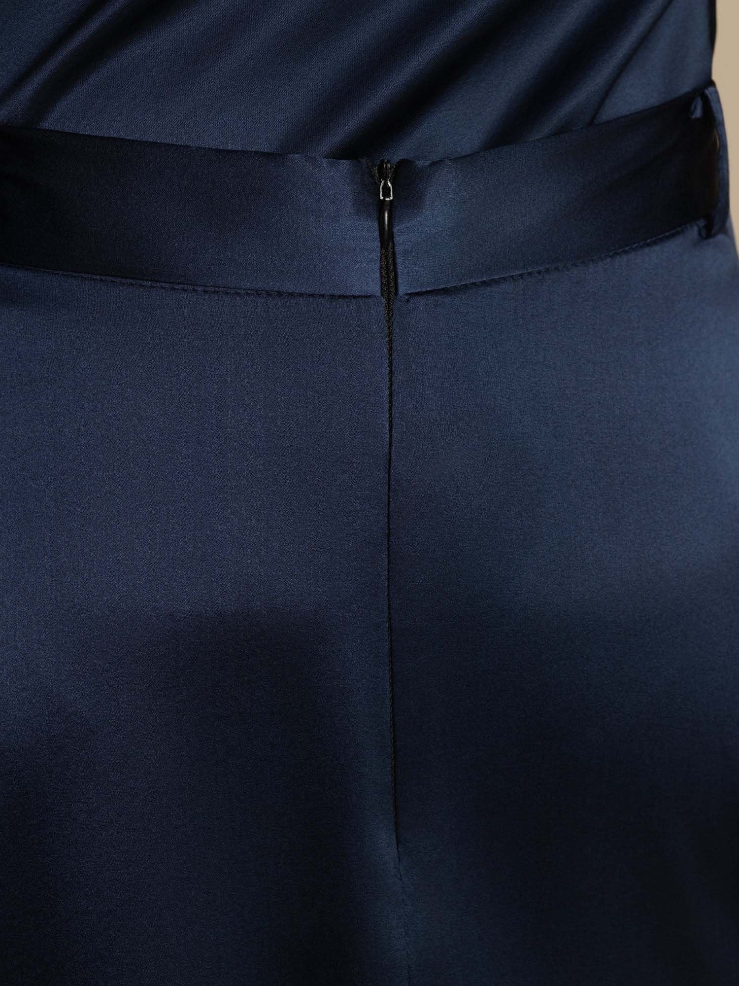 [Mørkeblå] SilkSilky-NO 19Momme Silke Skirt 008