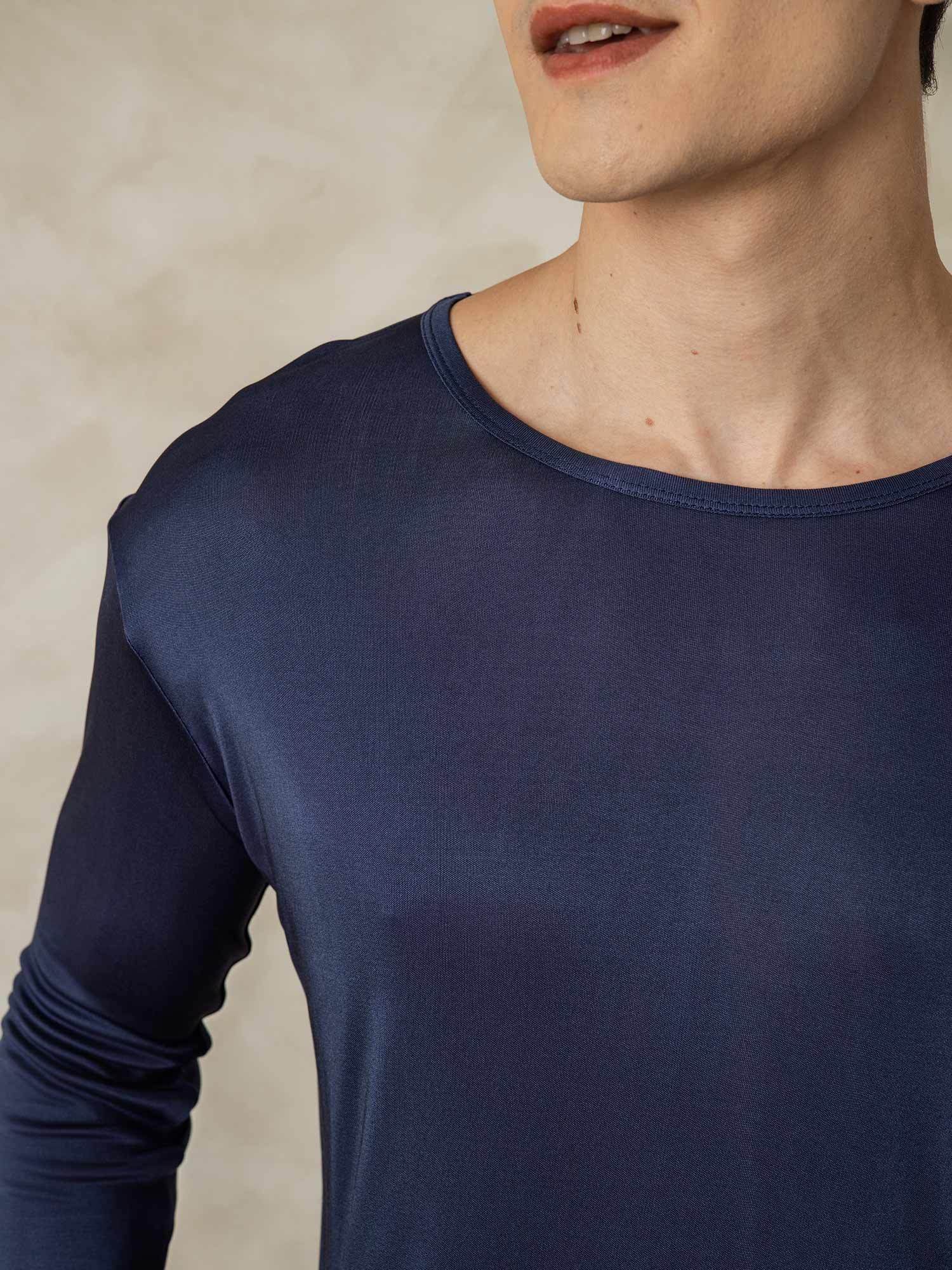 [Mørkeblå] SilkSilky-NO Silke Mens Pajamas 004