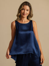 [Mørke blå] SilkSilky-NO Sleeveless Scoop Neck Camisole Topp 002