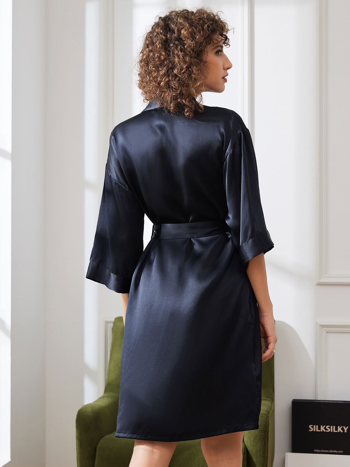 [Svart] SilkSilky-NO Womens Robe 002