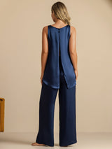 [Mørke blå] SilkSilky-NO Sleeveless Scoop Neck Camisole Topp 006