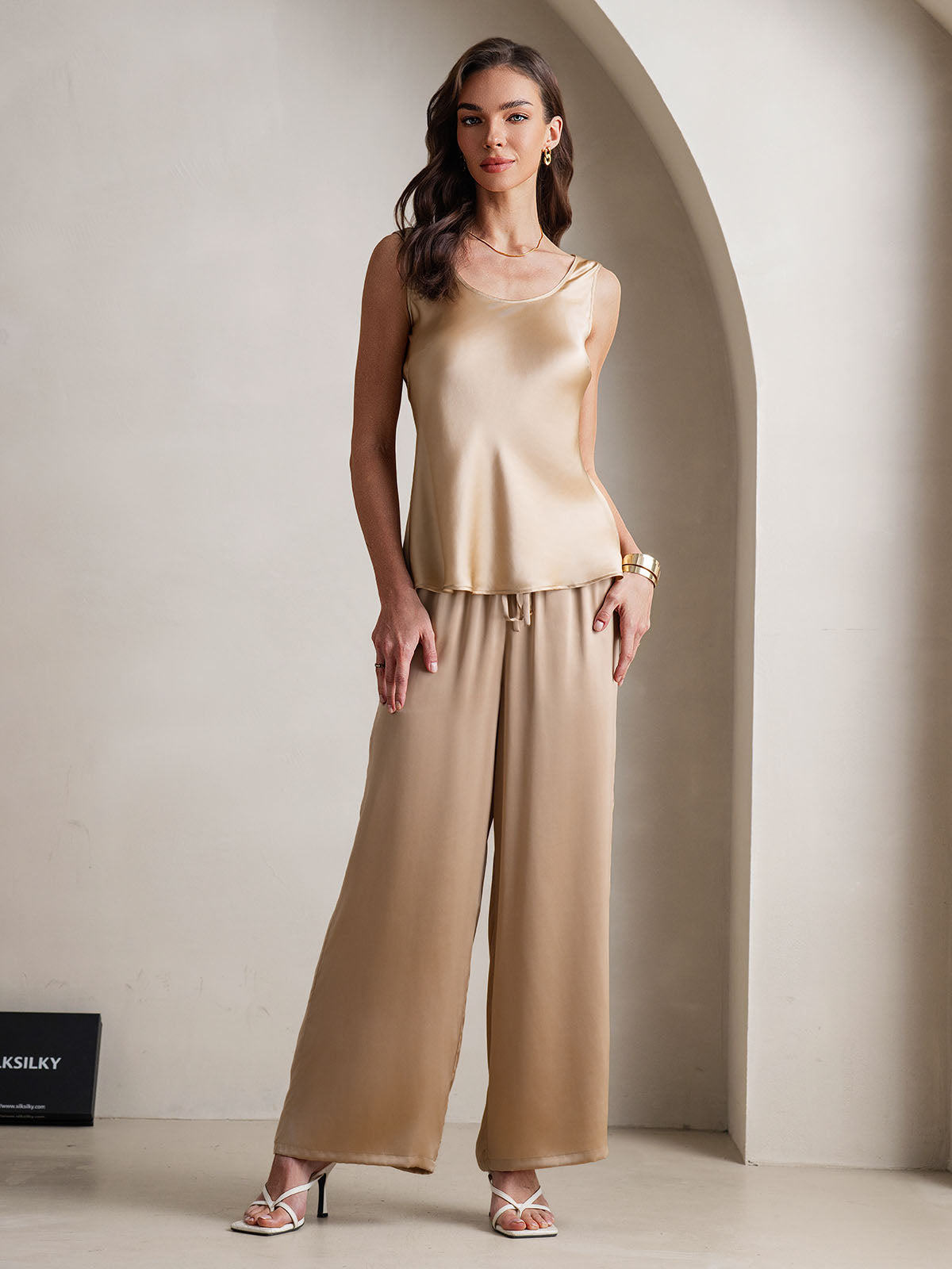 [Champagne] SilkSilky-NO Båthals Camisole sett 004
