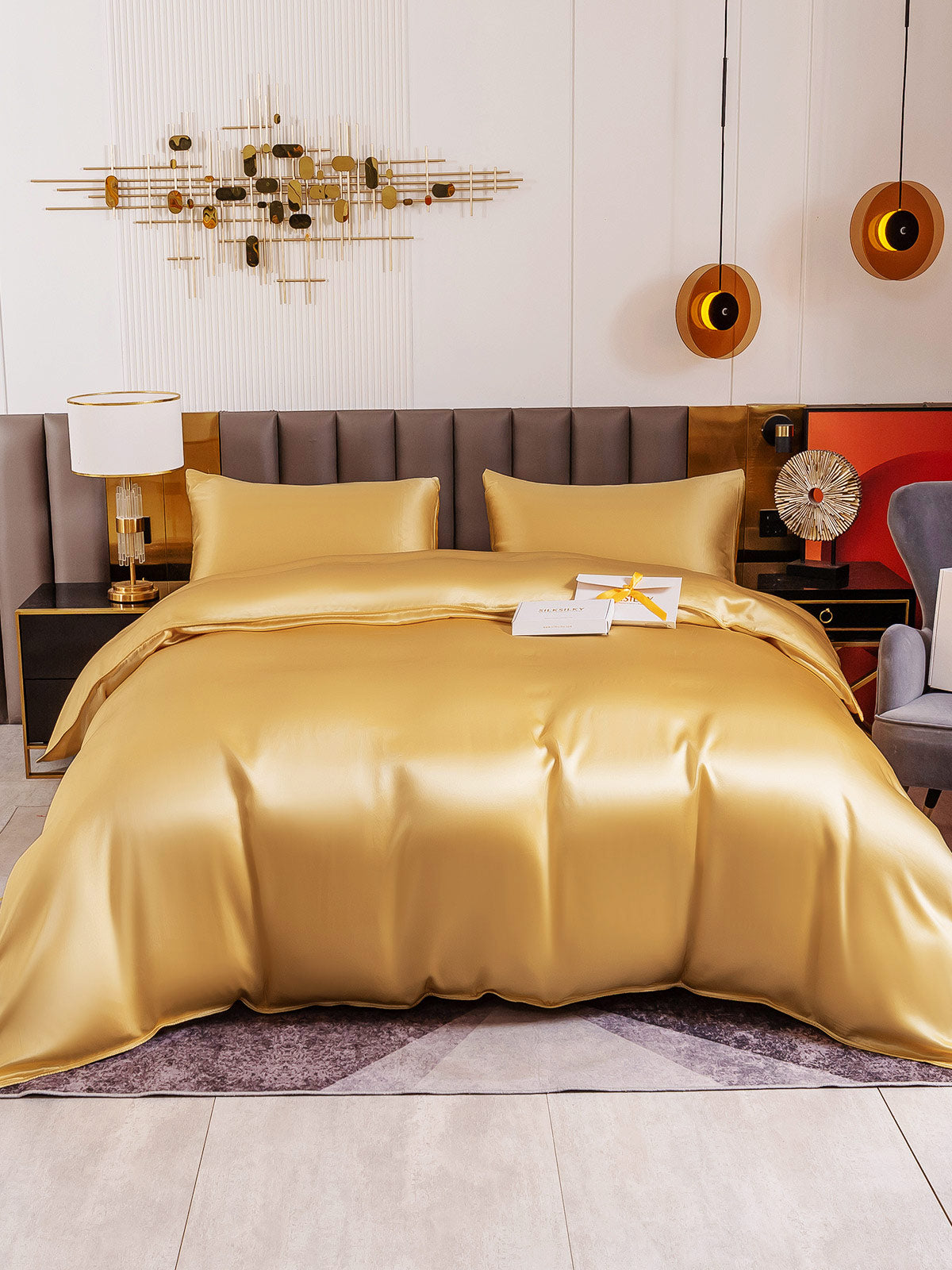 [Champagne] SilkSilky-NO 19Momme Bedding Set 002