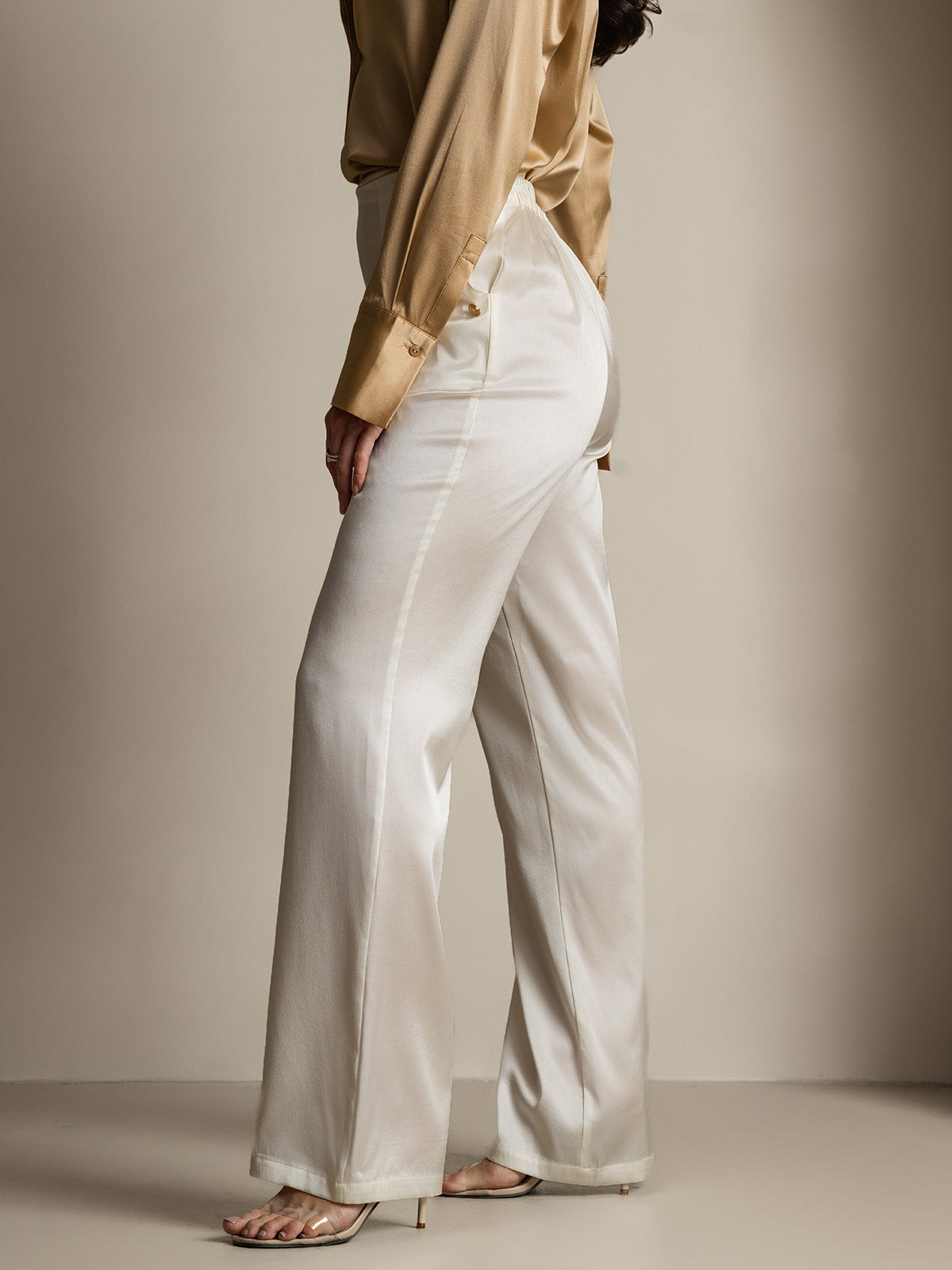 [Hvit] SilkSilky-NO 19Momme Silke Womens Pants 007