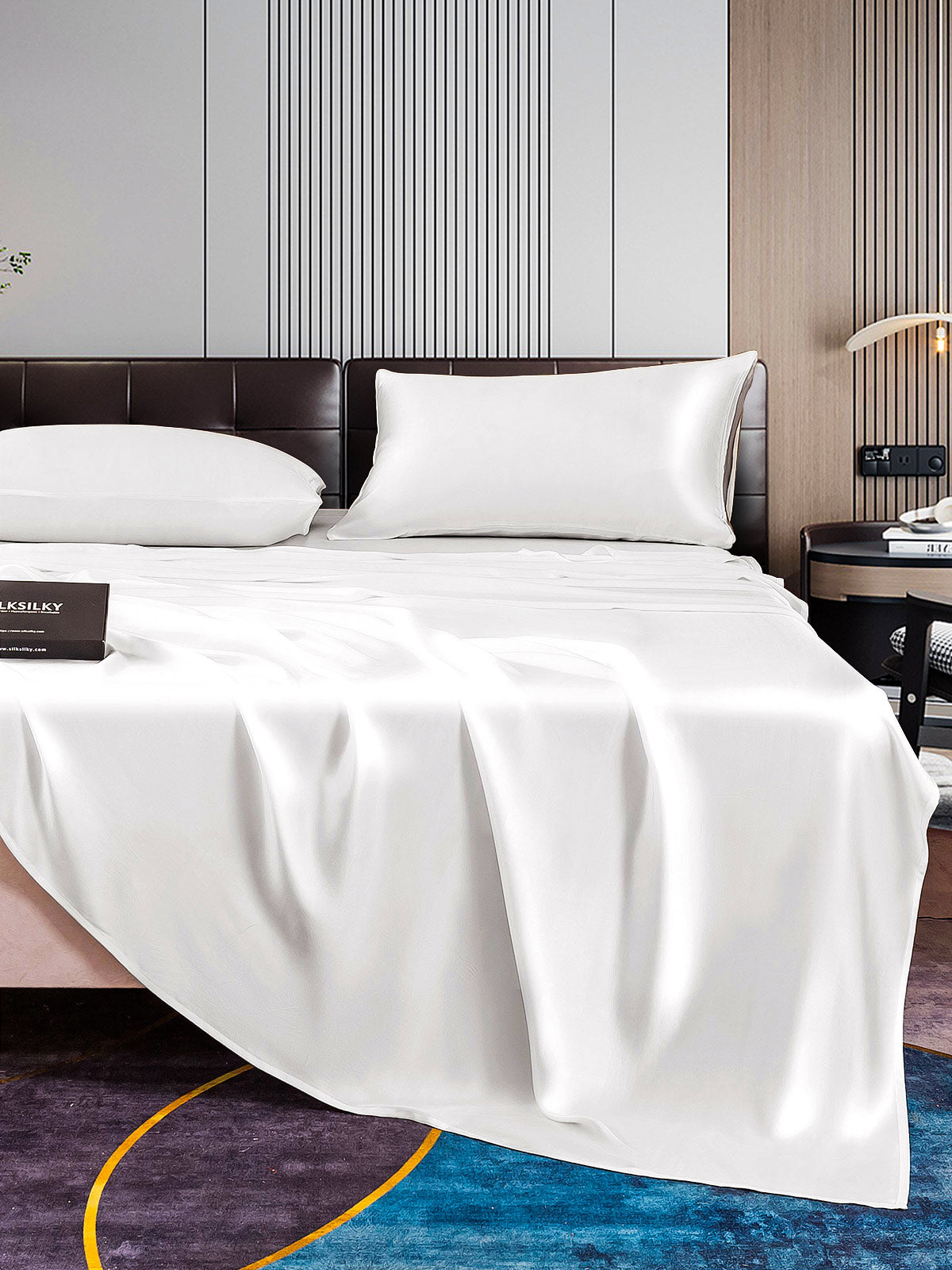 [Hvit] SilkSilky-NO 22Momme Bedding Set 006
